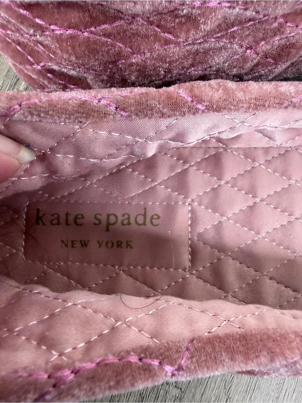 Kate Spade Pink Quilted Velvet Pom Pom Ballet slipper size 10